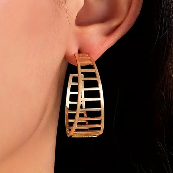 14K Gold Womens Large Chunky Hoop Earrings Ladies Big Hoops 14 k Silver Jewelry